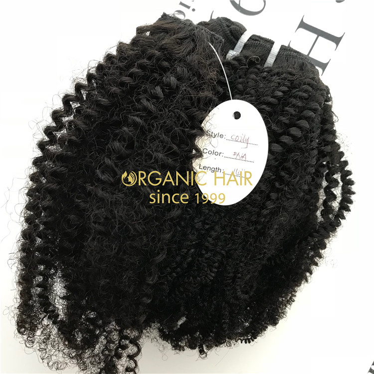 Cheap human virgin indian hair extension weave Coily texture X75